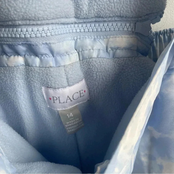 Children’s Place Girls snow pants overall white blue clouds size 14 - Picture 3 of 6